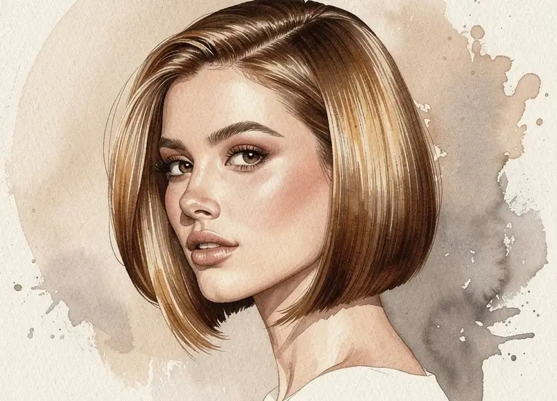Femme aux cheveux courts en bob structuré, coupe tendance 2026 avec mouvement naturel